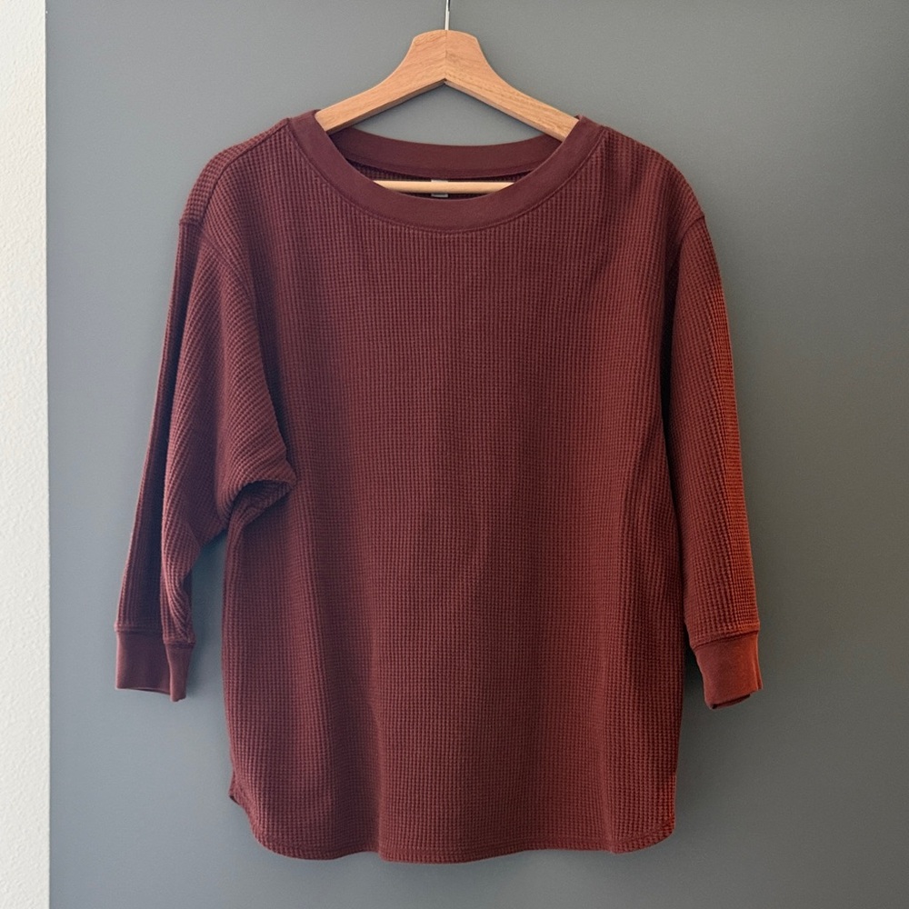 Uniqlo Rust Waffle Knit Long Sleeve Sweater